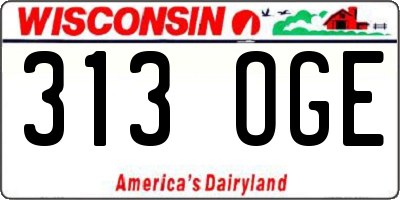 WI license plate 313OGE