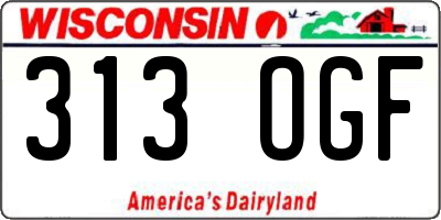 WI license plate 313OGF