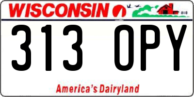 WI license plate 313OPY