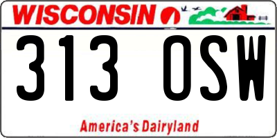WI license plate 313OSW