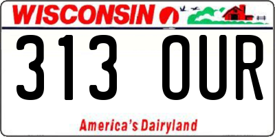 WI license plate 313OUR