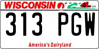WI license plate 313PGW