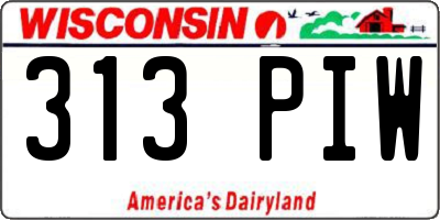 WI license plate 313PIW