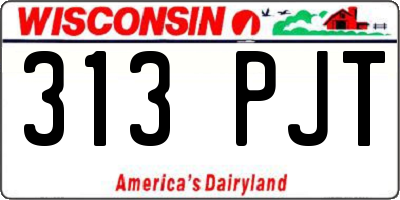 WI license plate 313PJT