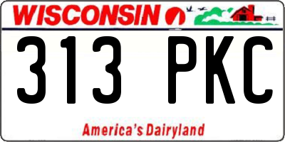 WI license plate 313PKC