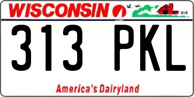 WI license plate 313PKL