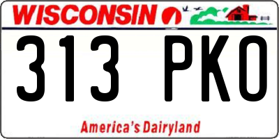 WI license plate 313PKO