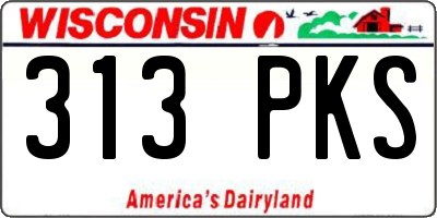 WI license plate 313PKS