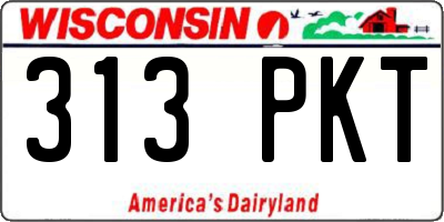 WI license plate 313PKT