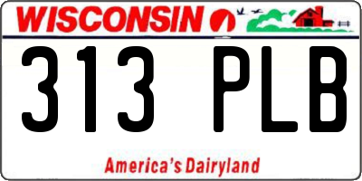 WI license plate 313PLB