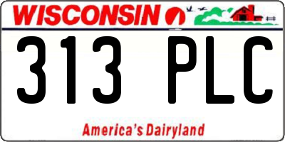 WI license plate 313PLC