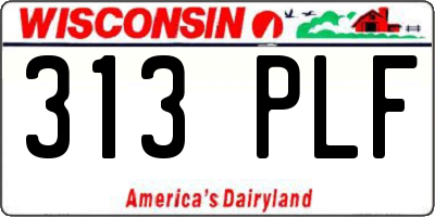 WI license plate 313PLF