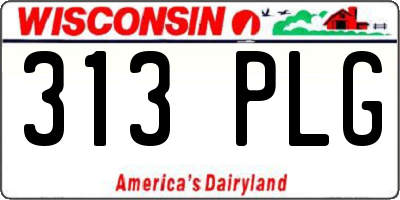 WI license plate 313PLG