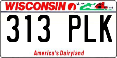 WI license plate 313PLK