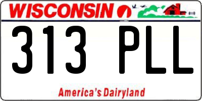 WI license plate 313PLL