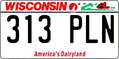 WI license plate 313PLN