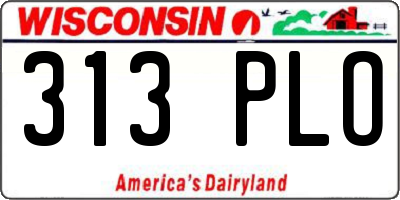 WI license plate 313PLO