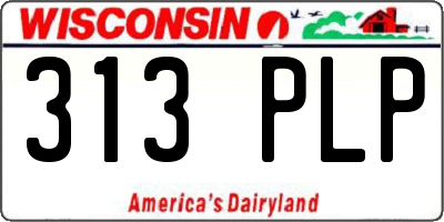 WI license plate 313PLP