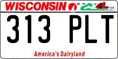 WI license plate 313PLT