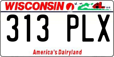WI license plate 313PLX