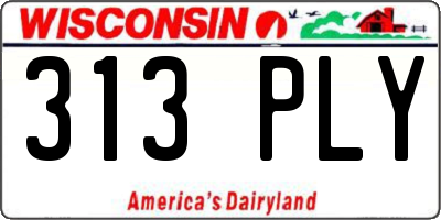 WI license plate 313PLY