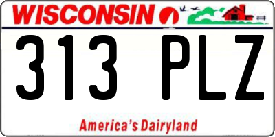WI license plate 313PLZ