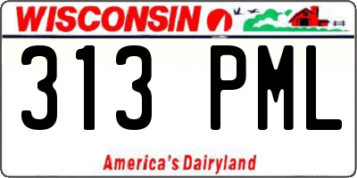 WI license plate 313PML