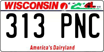 WI license plate 313PNC