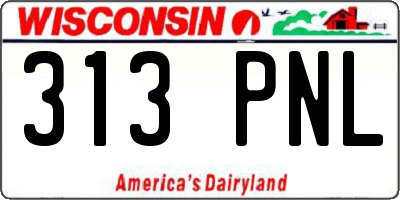 WI license plate 313PNL