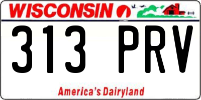 WI license plate 313PRV