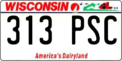 WI license plate 313PSC
