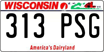 WI license plate 313PSG