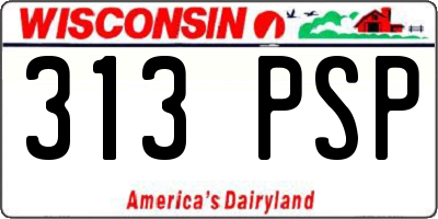 WI license plate 313PSP