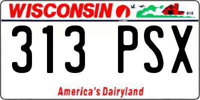 WI license plate 313PSX
