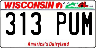 WI license plate 313PUM