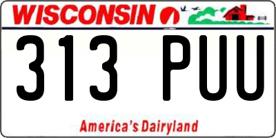 WI license plate 313PUU