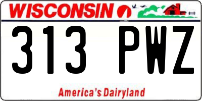 WI license plate 313PWZ