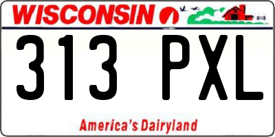 WI license plate 313PXL