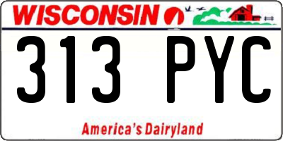 WI license plate 313PYC