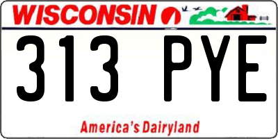 WI license plate 313PYE