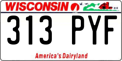 WI license plate 313PYF