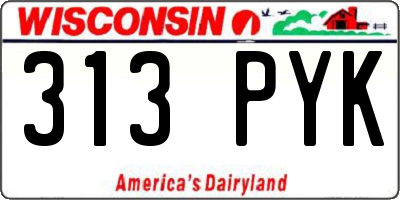 WI license plate 313PYK