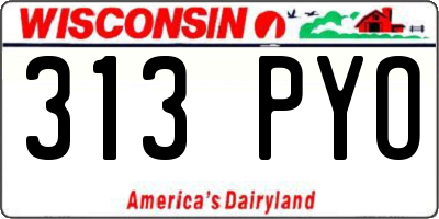 WI license plate 313PYO
