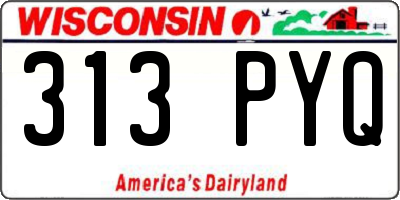 WI license plate 313PYQ