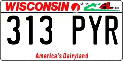 WI license plate 313PYR