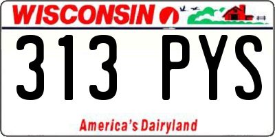 WI license plate 313PYS