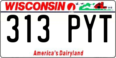 WI license plate 313PYT
