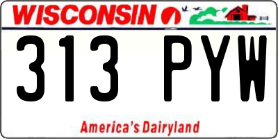 WI license plate 313PYW