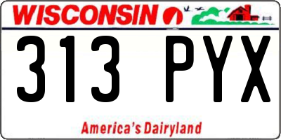 WI license plate 313PYX