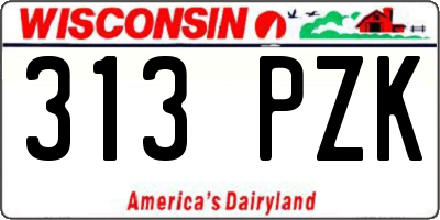 WI license plate 313PZK